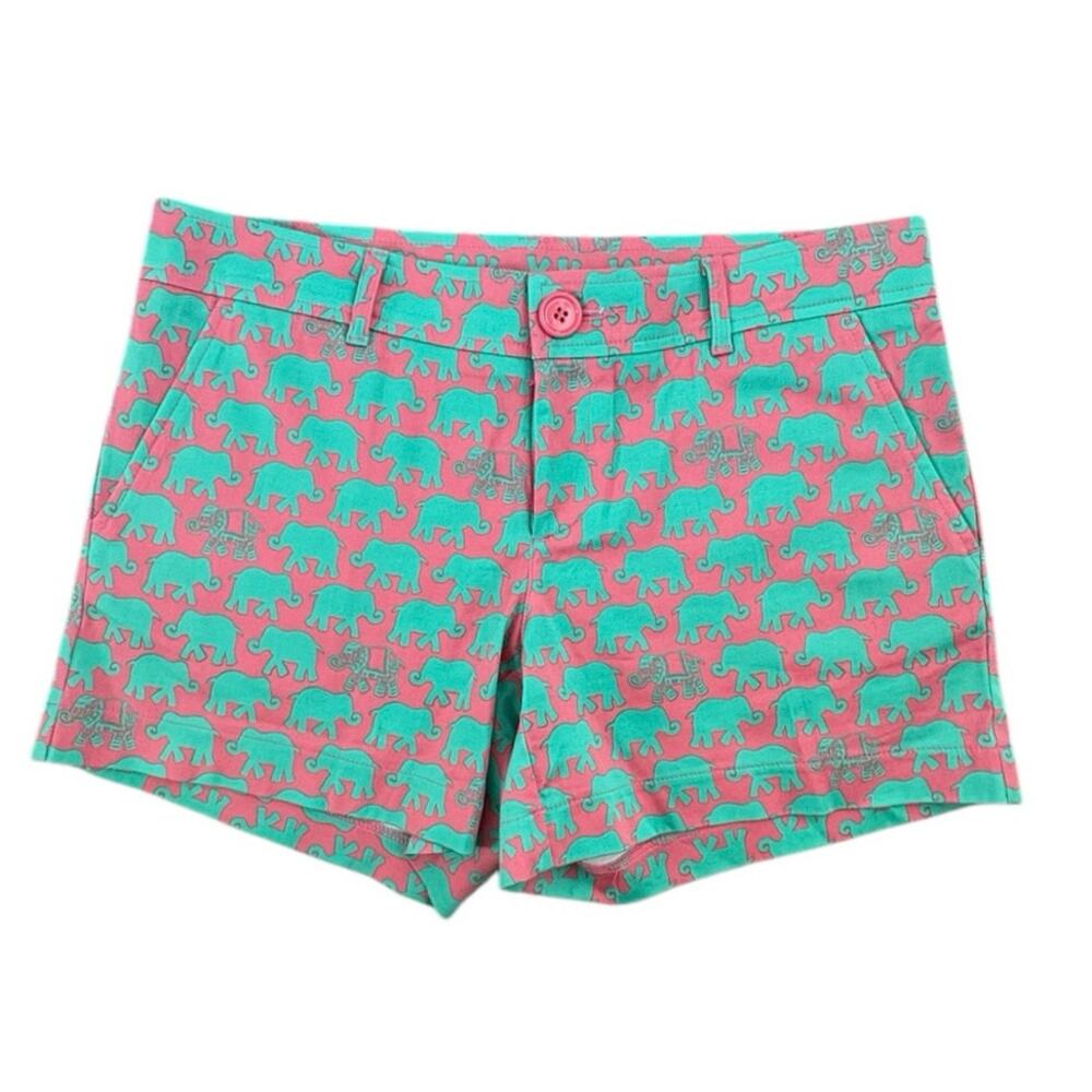 Tracy Negoshian Coral Green Elephant Shorts Size 6
